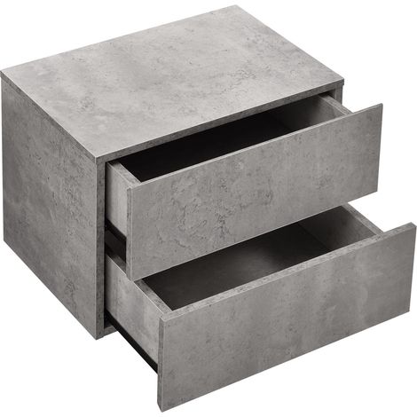 Pensile comodino con 2 cassetti effetto cemento grigio 030000822
