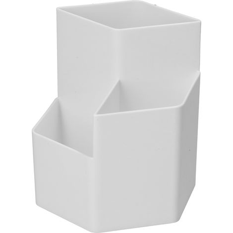 Un joli porte-stylo en plastique blanc, multifonctionnel et à trois compartiments, idéal pour les études, les bureaux et les salles de classe.