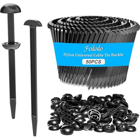 Lot de 50 boucles d'attache de câble universelles en nylon pour voiture, clips de fermeture éclair automobiles améliorés, supports autobloquants robustes avec broche et bouton (1/5)