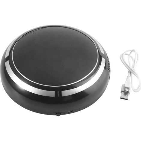 Robot Aspirateur Ortviai 18cm Noir Compact Rechargeable USB Intelligent pour Sols Durs et Parquets (1/4)
