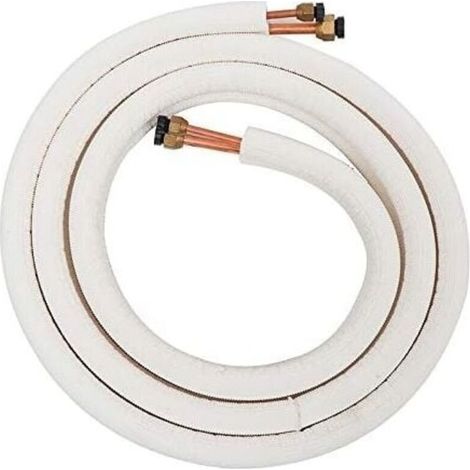 Tuyau en cuivre pour climatiseur 1/4 3/8 - Tuyau réfrigérant en cuivre et aluminium isolé - Pièces pour climatiseur - 3 mètres, Blanc