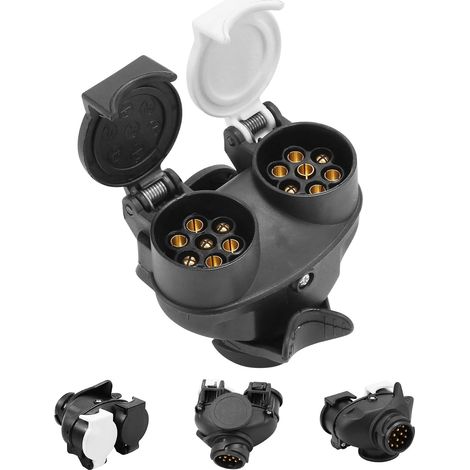Adaptateur de remorque convertisseur 13 broches vers 7 broches, prise 12V étanche en nylon et laiton, accessoire pour caravane et camion (1/5)