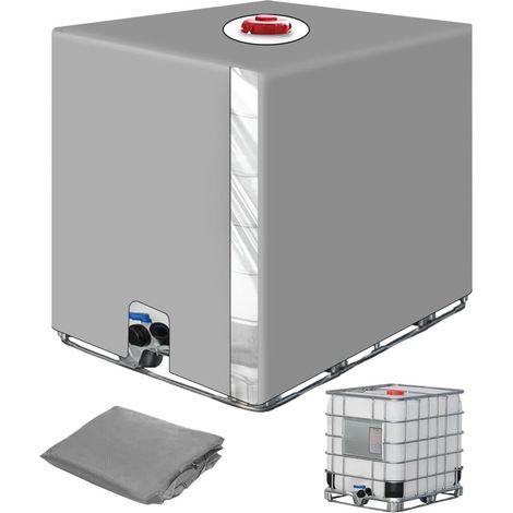 Cover for IBC 1000L Tank Grey (116 x 100 x 120 cm) Rainwater Cover with Transparent Film Anti-UV (1/5)