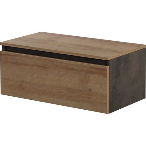 Cassettone bagno sospeso 80 cm soft-close ossido e rovere africa Kleo