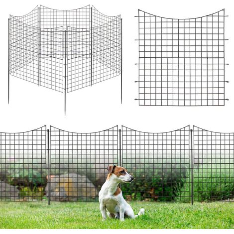 Clôture de jardin décorative avec 5 panneaux et 5 piquets – Noire (1/5)