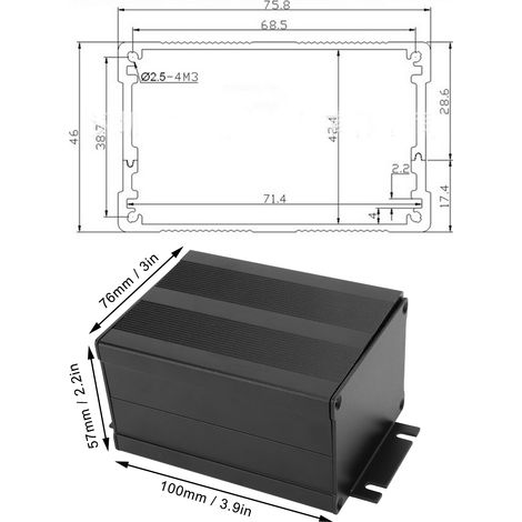 Boîtier de protection pour circuit imprimé GPS en alliage d'aluminium, type divisé, 57 x 76 x 100 mm (1/5)
