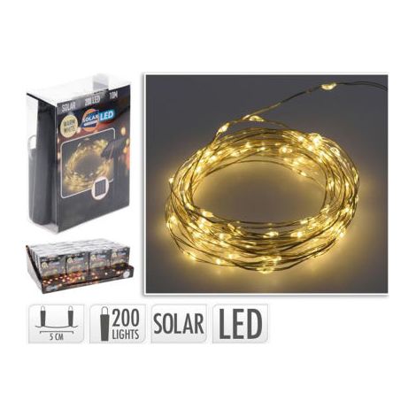 GUIRNALDA C/PINCHO SOLAR 200 MICROLED CÁLIDA