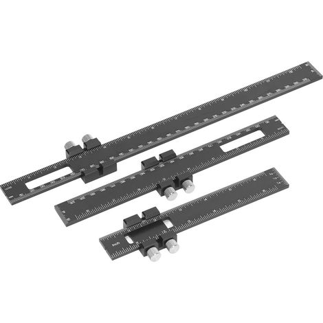 Set mit 3 Anreißlinealen für die Holzbearbeitung, verschiebbares T-Winkel aus Metall, Holzmarkierung, Zoll- und metrische Maße, 6-8-12 Zoll (1/5)
