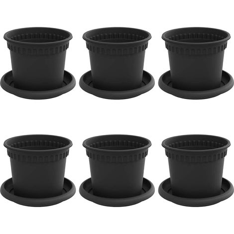 Plant Pots 6 pcs Black Ø 12.5 x 10 cm Plastic vidaXL