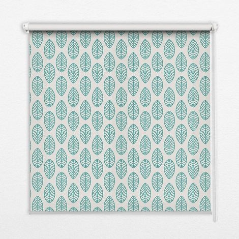 Innenrollo Fensterrollo - Rollo ohne Bohren - Sichtschutzrollo - Lichtdurchlässiges Rollo - Rechteckiges - Rollo - (150 cm x 180 cm) - Blaue Blätter (1/5)