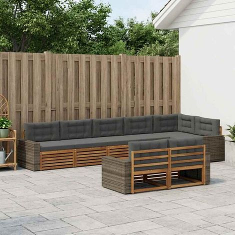 vidaXL Outdoor-Sofagarnitur mit Kissen 8 pcs Natur und Anthrazit (1/5)