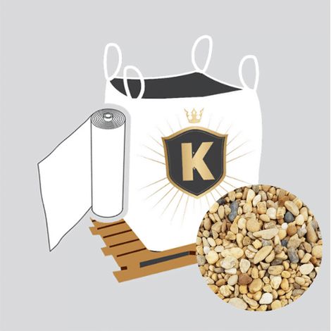 Kit Galets jaune + géotextile = 1 Big Bag galet Bellegarde 10/16 1.5T [environ 20m2 sur 5cm d'épaisseur] + 1 géotextile 25m2 (1/3)