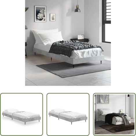 vidaXL Betongrau - Bettgestell Betongrau 75x190 cm Holzwerkstoff (1/5)