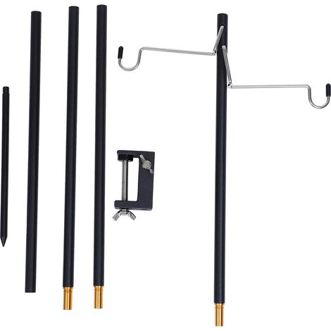 Supporto per lampada pieghevole in lega di alluminio, leggero, portatile e kit palo per campeggio e picnic - Versatile per esterni e facile da trasportare