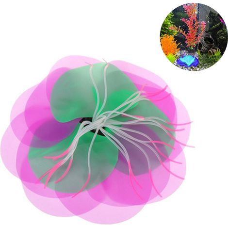 Corail lotus, gel de silice souple qui bouge naturellement avec le courant de l'eau, décorations d'aquarium phosphorescentes, ornements de corail lumineux pour la décoration d'aquarium. (1/5)