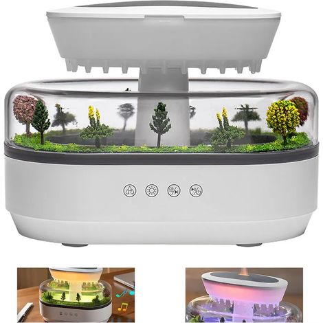 Diffusore di aromi a goccia di pioggia 250 ml Umidificatore Luce notturna a LED Rumore bianco Effetti sonori naturali Silenzioso Spegnimento automatico Rilassante (1/5)