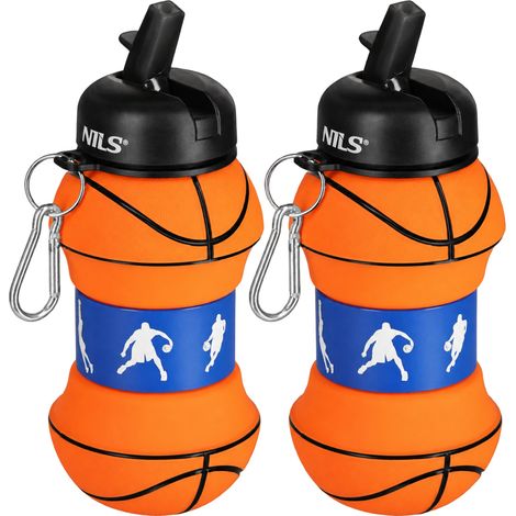 Folding Silicone Cup 550ml - Basketball Design, 2-Pack (1/2)