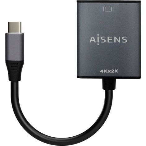 AISENS Aluminium USB-C auf HDMI 4K@30Hz Konverter, USB-C/M-HDMI/H, Grau, 15cm