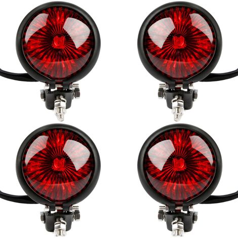 luci posteriori a LED rosse da 12V, nere, regolabili, stile Cafe Racer, per moto, chopper e bobber. (1/2)