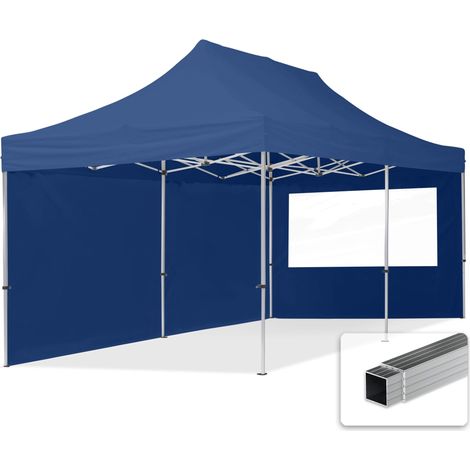 TOOLPORT pop up gazebo 3x6m with two side panels & aluminium frame folding garden tent Water repellent blue
