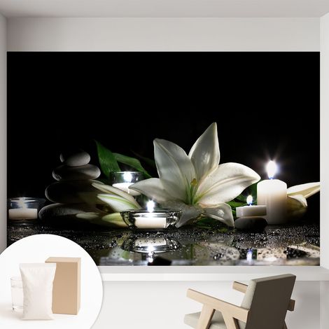 Papier peint intissé mural avec colle pour salon et chambre Décoration murale rapide - Colle incluse gratuite Scène relaxante 152x104 cm (1/5)