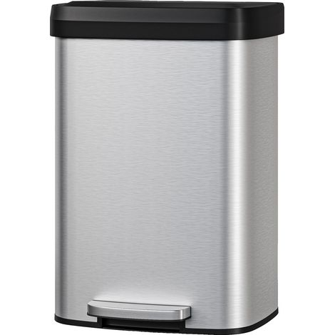 Poubelle à pédale, en acier inoxydable, seau intérieur détachable, Couleur Acier Inoxydable, 60L (1/2)