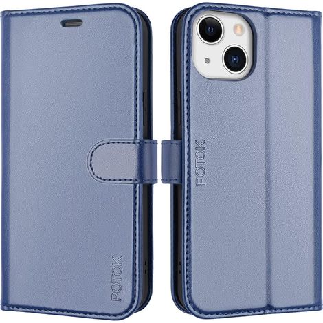 CUSTODIA IN PELLE CON PATTA PER APPLE IPHONE 13 MINI BLU (1/5)