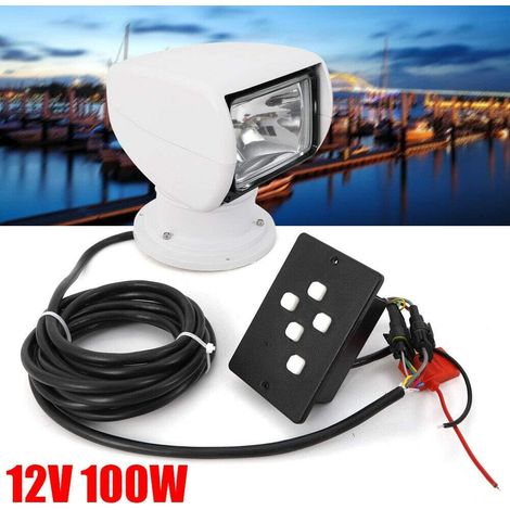 Projecteurs pour bateaux, projecteurs télécommandés 100W pour bateaux, projecteurs de recherche pour bateaux, projecteurs de recherche pour bateaux, projecteurs halogènes pivotant à 360°, projecteurs  (1/5)
