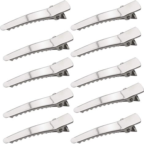 Pinces à cheveux crocodile 50 pièces, poignées 45 mm, barrettes métal pour coupe coiffure. (1/5)