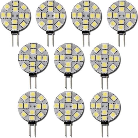 10 lampadine LED G4, DC 12 V, non dimmerabili, bianche, 6000 K, lampadine di ricambio, 20 W, lampade alogene per cucina, camper, autocaravan, roulotte, barca - Crezuo