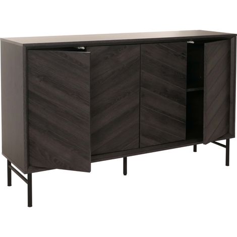 Credenza con 4 vani portaoggetti in legno di mango 94x151x40 cm grigio scuro 040006003