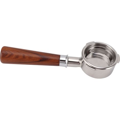 Porte-filtre à café 3 oreilles sans fond de 58 mm en acier inoxydable, manche en bois massif pour cafetière Barsetto A1, couleur séquoia (1/5)