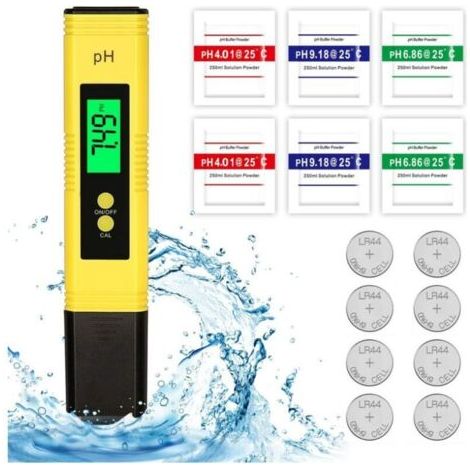 PH Testeur Electronique, Testeur de qualité de l'eau Digital LCD,Fonction D'étalonnage Automatique et 0.00-14.00 Portable PH Mètre Numérique Portable PH Mètre Numérique (1/5)