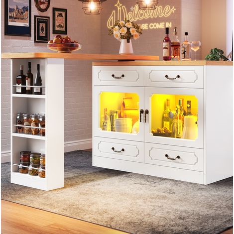 Tavolo bar allungabile 135-203 x 39 x 92,8 cm con contenitore e LED bianco HAVRYA (1/5)