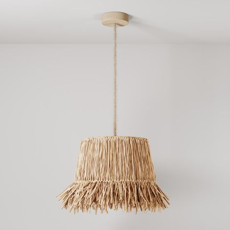 Lustre avec abat-jour en raphia Honolulu Sans ampoule - Neutre (1/4)