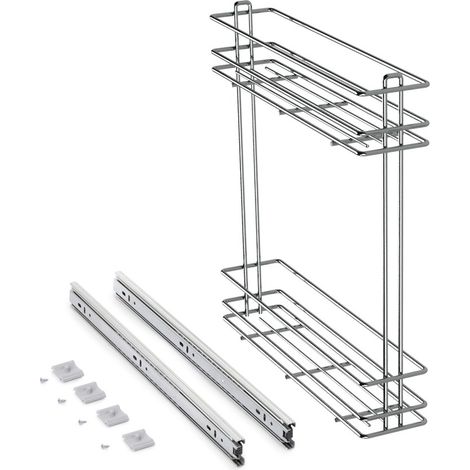 Emuca Porte-bouteilles latéral extractible SupraMax avec fermeture amortie, module 150mm, acier, chromé