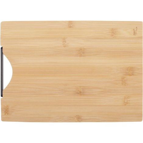 Tagliere in legno massello di bambù con manico, 34x24x1,8 cm