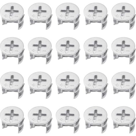 20 connecteurs pour meubles avec écrous à came et écrous excentriques, adaptés aux panneaux d'une épaisseur de 10/16/18 mm.