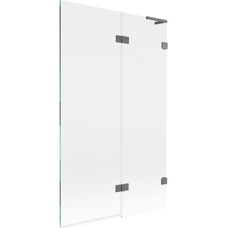 Mexen Lunar L paravento da vasca da bagno a 2 ante destro 110 x 150 cm, trasparente, metallo canna di fucile - 897L-110-100-95- (1/5)