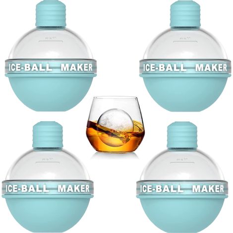 Moule à glaçons sphériques (lot de 4), moule à glaçons pour whisky, bac à glaçons en silicone, moule à glaçons sphériques pour whisky et cocktails (1/5)