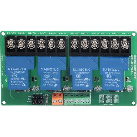 Relais Module 4 Canaux 30A Niveau Haut Bas Courant Optocoupleur Isolé 24V (1/5)