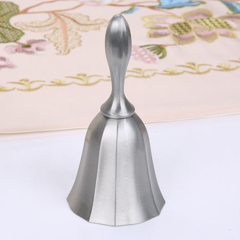 Cloche de service en métal antique lisse (type cloche), carillon rustique à manivelle pour les commandes de restaurants et bars. (1/2)