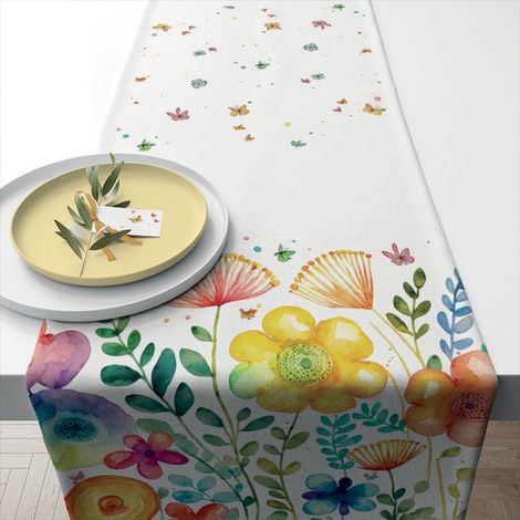 Chemin de table en coton printemps vibrant 40 x 150 cm (1/2)