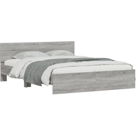 Bed Frame  Grey Sonoma  Engineered wood and Plywood  Double  Durable vidaXL