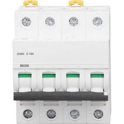 Disjoncteur Miniature 4P 16A C16, Pa66, Rail DIN, 400V Basse Tension, Pouvoir de Coupure 6000A (1/5)