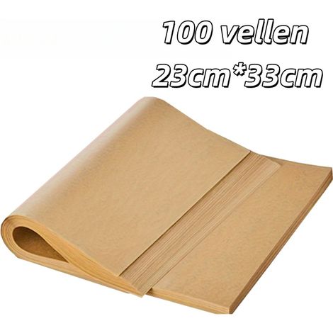 Lot de 100 feuilles de papier sulfurisé réutilisable 23 x 33 cm résistant à l'huile et imperméable pour cuisine marron (1/5)