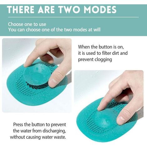 2 Pcs Protection de Drain de Silicone, Bouchon evier Cuisine, Filtre de Couverture de Drain de Baignoire, Peuvent appuyer sur pour accélérer Drainage (1/3)