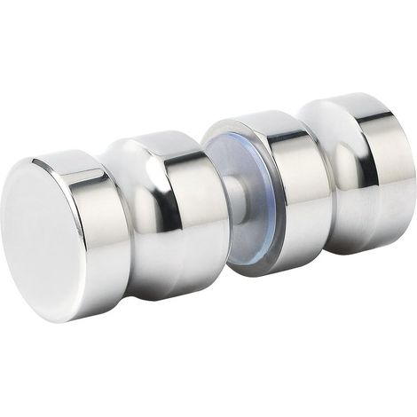Poignée de Porte Paire de Bouton de Porte en Verre/Bois Porte de Douche Ronde Dos à Dos pour Salle de Bain, Finition Chromée Polie en Acier Inoxydable, EL5000 (1/5)