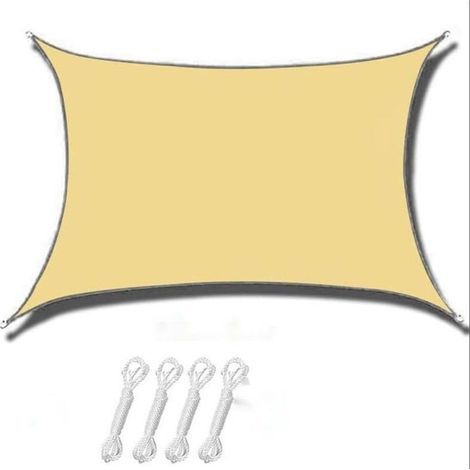 UV-Schutz-Sonnensegel, rechteckiges Falt-Sonnensegel für Terrasse/Garten/Pool/Strand/Park, khaki, 3 x 2 m, von DEBUNS (1/5)