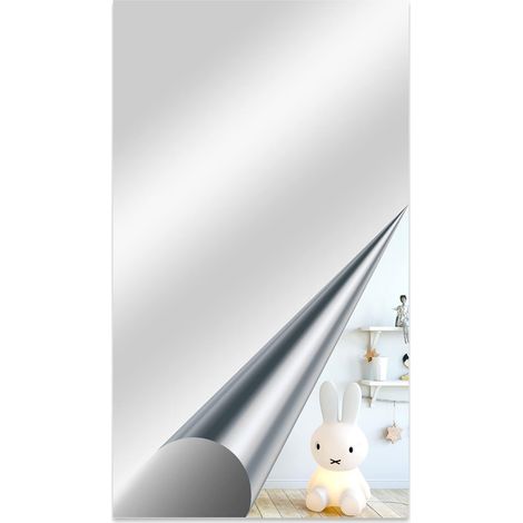 Feuilles De Miroir Autocollant, Flexible, Adhésif, Sans Verre, Miroir Mural, Sécurité Incassable, Facile À Poser, Idéal Pour Décoration Murale, Salle De Bain, Salon, Chambre À Coucher, 40X70cm (1/5)